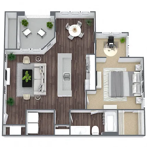 Floor plan A2: 1 Bed 1 Bath