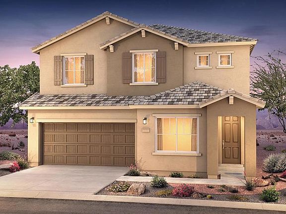 Exterior view of the Park Place, a two story home with 2-car garage.