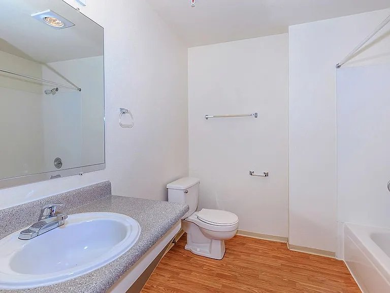 A Classic 2 Bedroom 2 Bath Bathroom at Brookhaven Apartments in Federal Way, Washington
