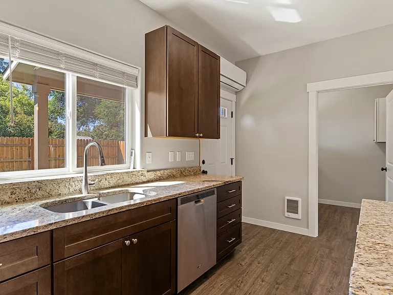 Kitchen View at backdoor and laundry room