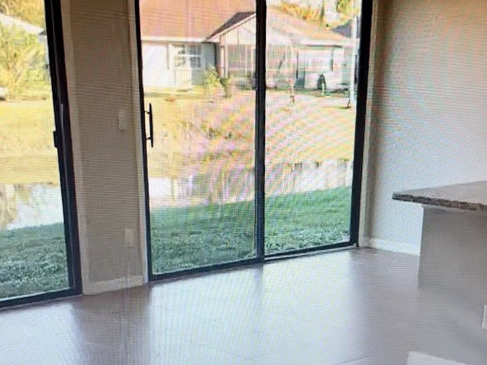 View from open area onto retention pond