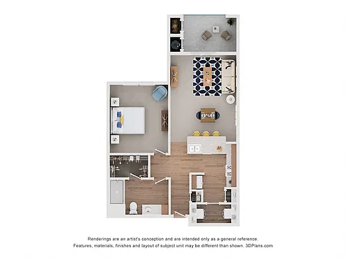Floor plan One Bedroom - Miller