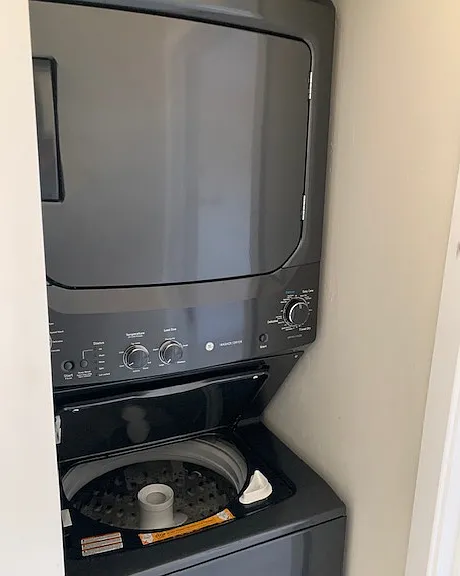 stacking, full size washer and dryer