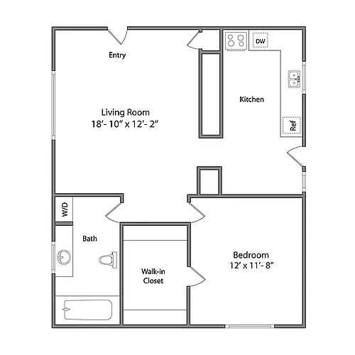 Floor plan 1x1 - Plan A
