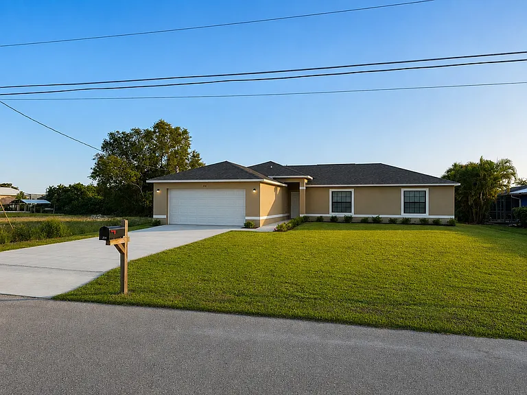 214 SE 1st Ter Cape Coral, FL 33990 - Front lawn and Garage