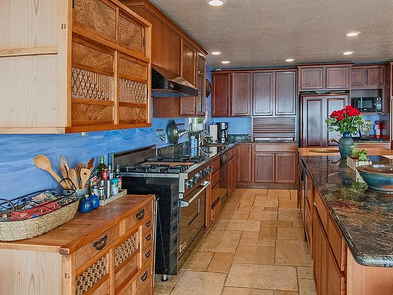 Kitchen with island on left