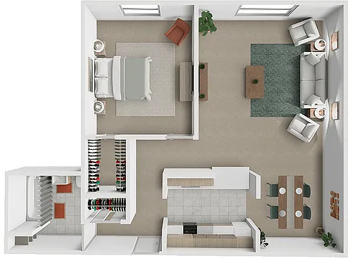Floor plan 1 Bedroom 1 Bath 742 sq ft
