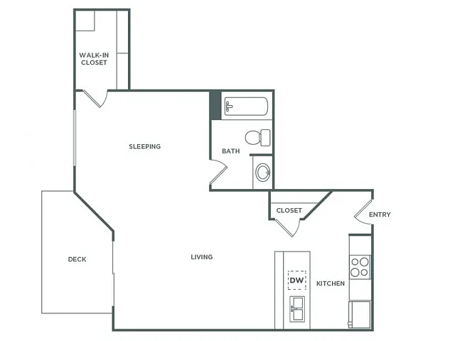 Floor plan Studio (545 SF)