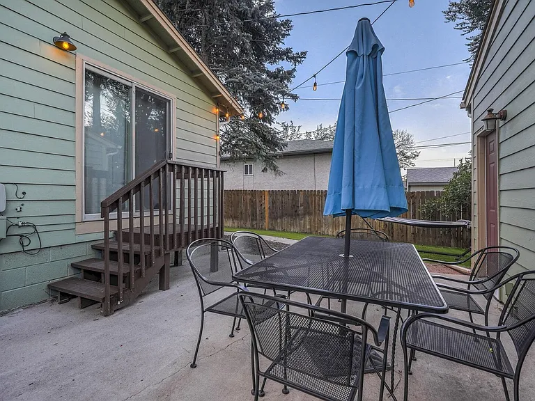 Table and chairs in the backyard
