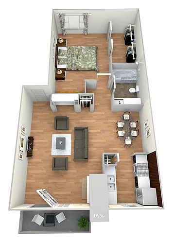 Floor plan The Alamo - 1 Bedroom 1 Bath