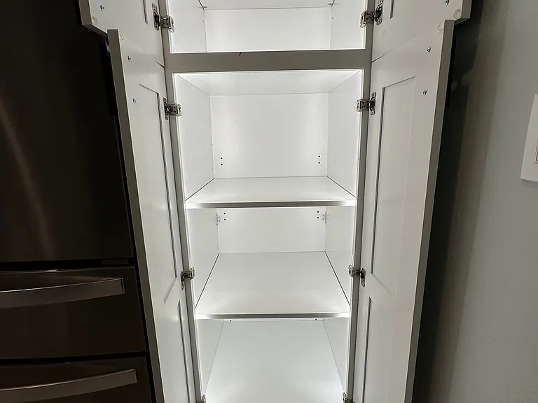 The Pantry has integrated LED lights to quickly find items