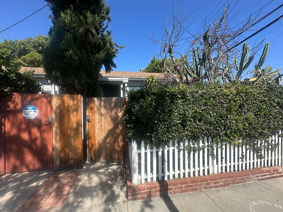 Locked and gated entry to patio