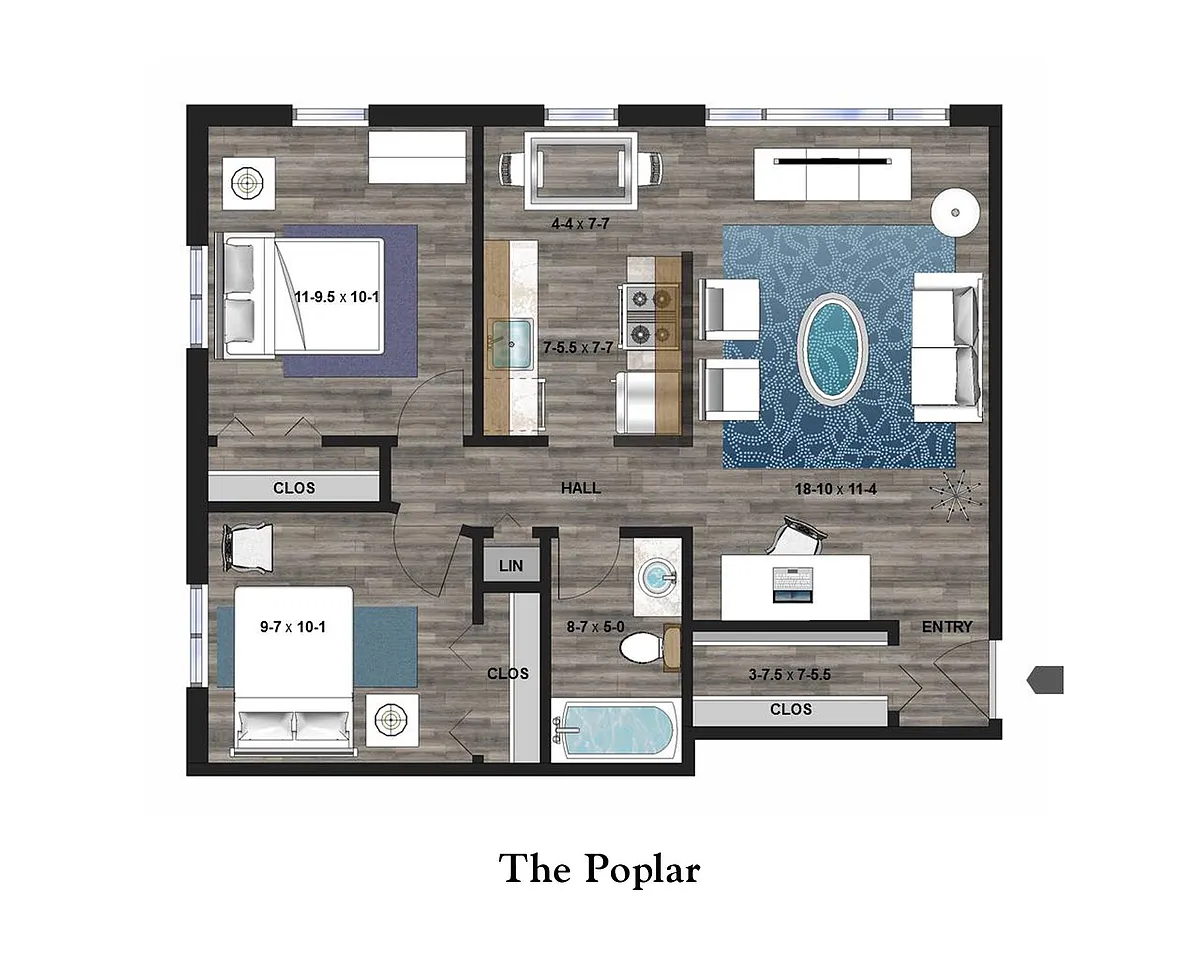 Floor plan 2 Bedrooms, 1 Bathroom