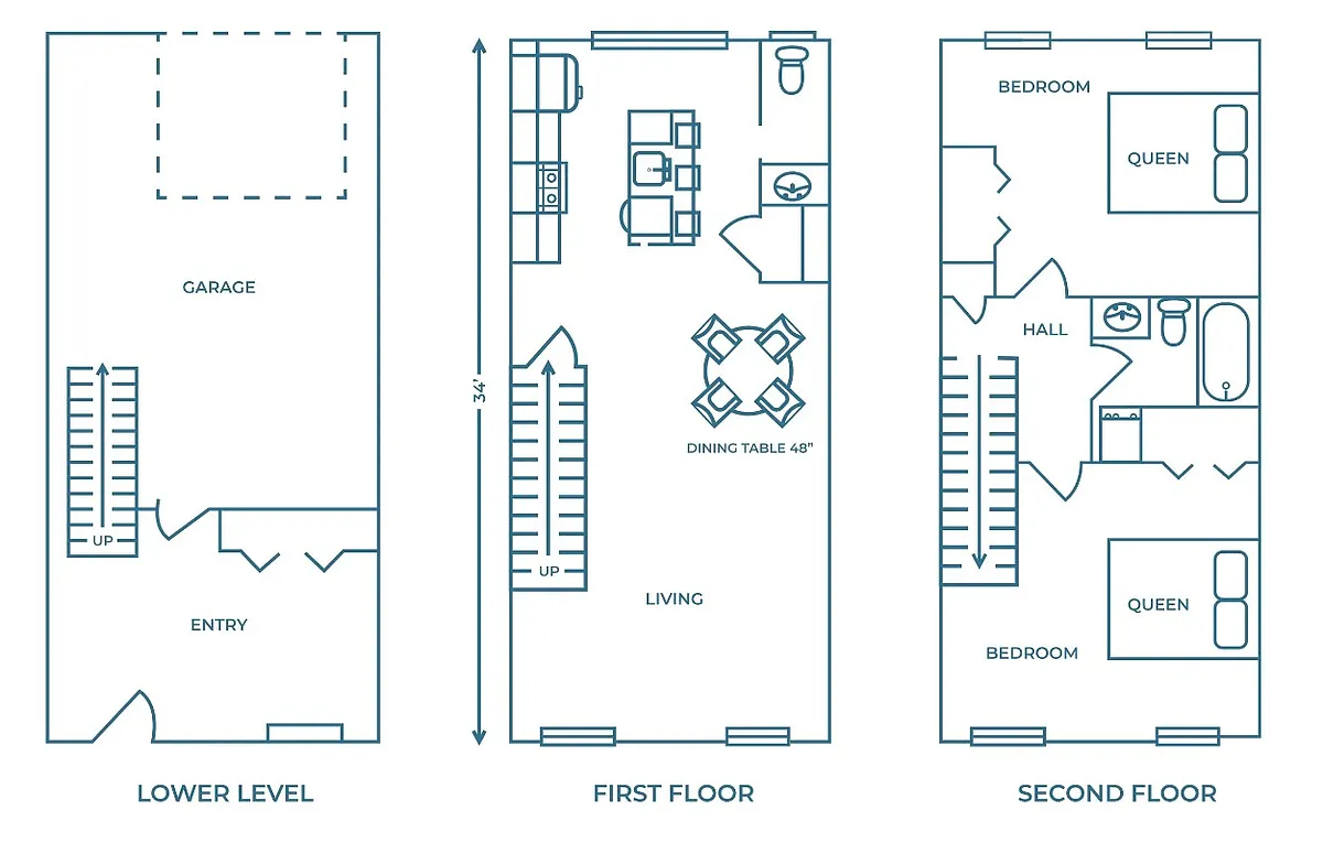 Floor plan 2-bedroom townhome