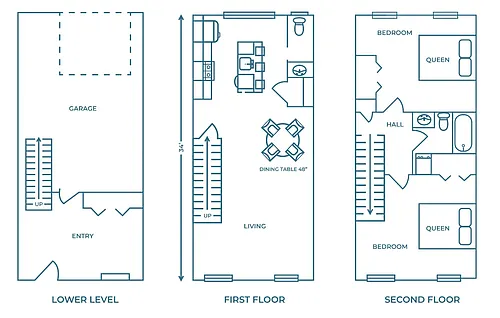 Floor plan 2-bedroom townhome