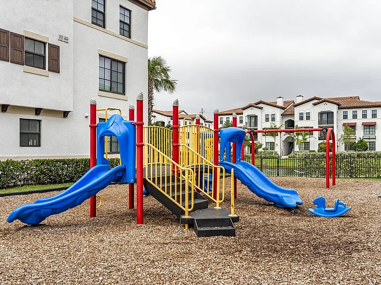 Playground with slides and swings