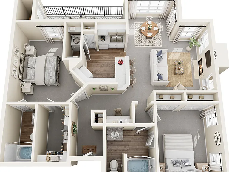 Renoir Floor Plan | 2 Bedroom with 2 Bath | 1157 Square Feet | Stonebriar of Frisco | Apartment Homes Renoir Floor Plan | 2 Bedroom with 2 Bath | 1157 Square Feet | Stonebriar of Frisco | Apartment Homes