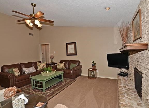 Large Family Room with Sloped Ceiling