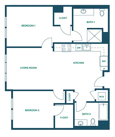 Floor plan 2Bed/2Bath C - Premium