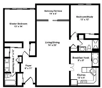 Floor plan 2BR/2BA Renovated