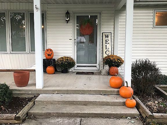 Front door at Halloween