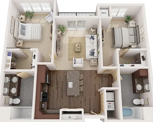 Floor Plan D1 | Elan | Apartments in Fitchburg, WI Floor Plan D1 | Elan | Apartments in Fitchburg, WI