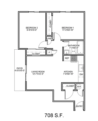 Floor plan 2 Bed 1 Bath