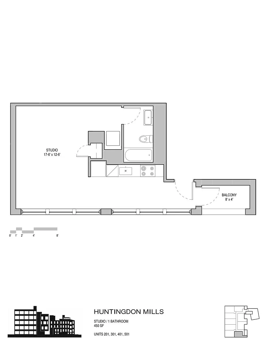 Floor plan Studio 1 Bath