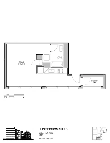 Floor plan Studio 1 Bath