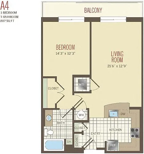 Floor plan 1 Bed - A4