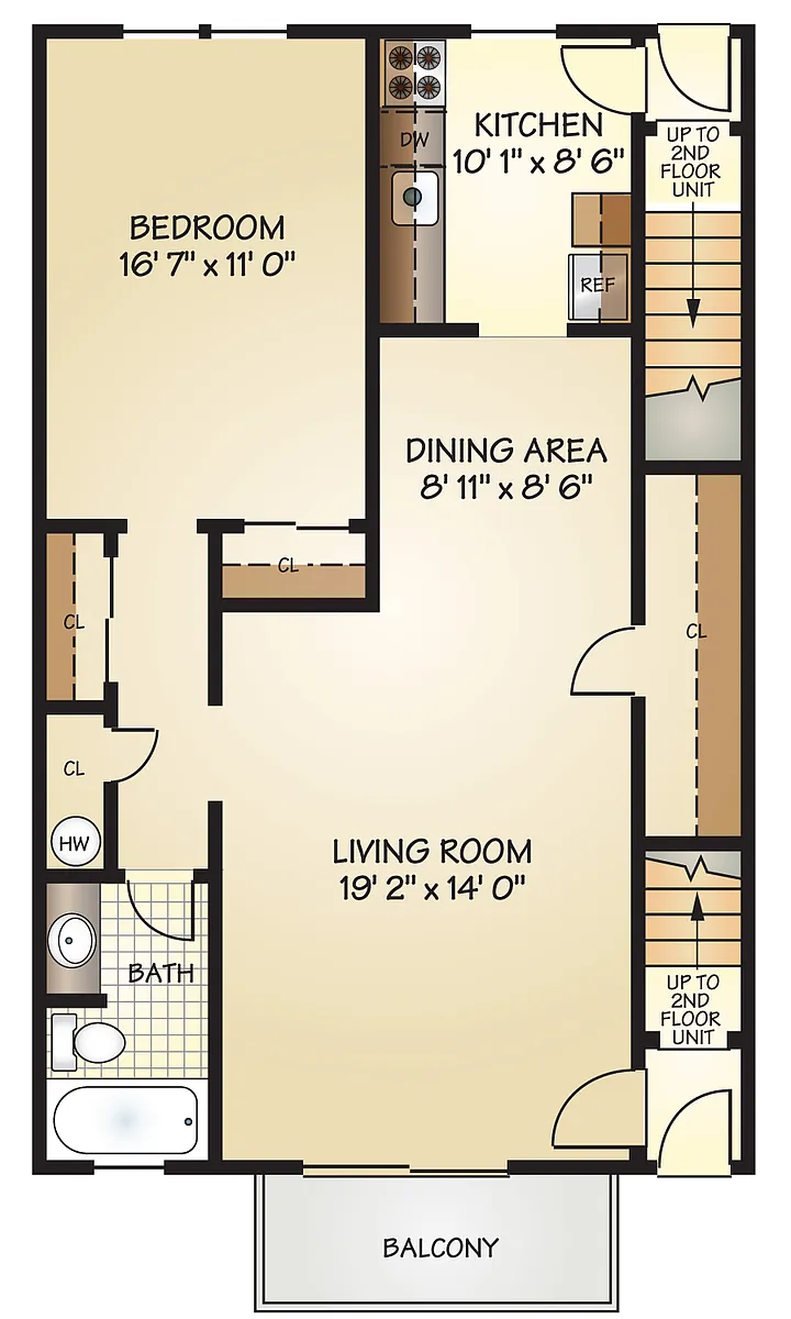 Floor plan 1-Bedroom South Premium - 2nd Floor