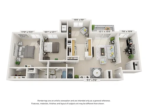 Floor plan 2Bed 2Bath Den
