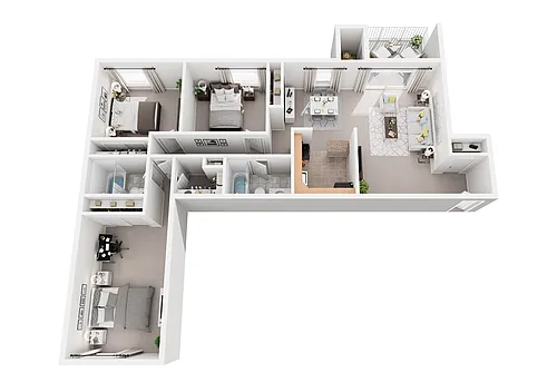 Floor plan 3 Bedroom Deluxe 2 Bath