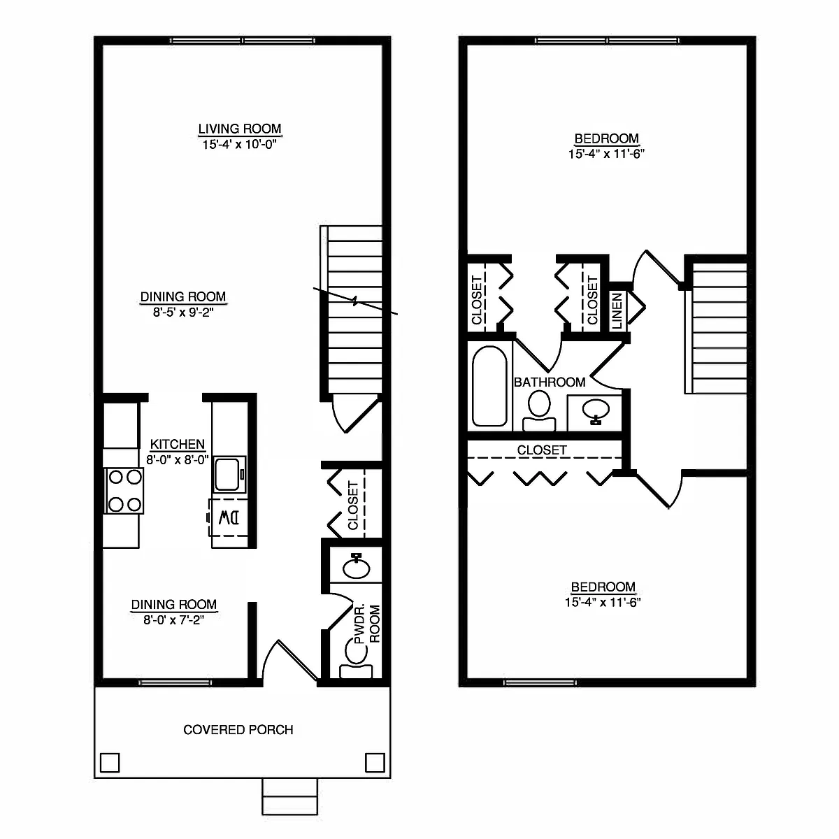 Floor plan Two Bedroom Townhome