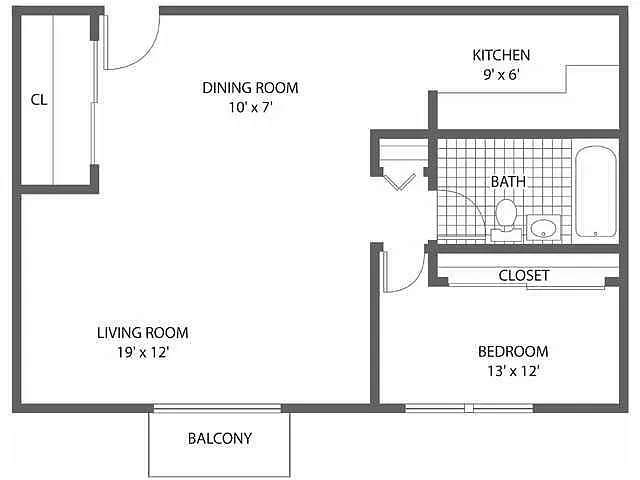 Floor plan 1 Bedroom - Large