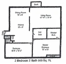 Floor plan 2 Bedroom, 2 Bath
