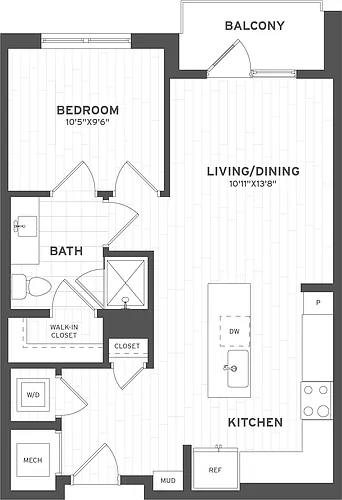 Floor plan 1 Bed/1 Bath-A5