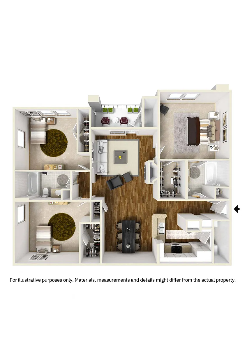 Floor plan Three bed Two bath