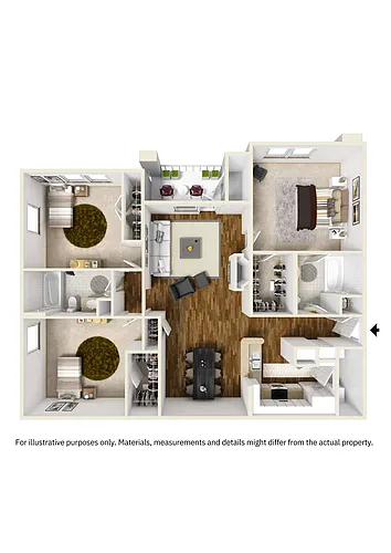 Floor plan Three bed Two bath