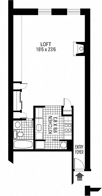 Floor plan Studio - fireplace