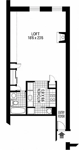 Floor plan Studio - fireplace