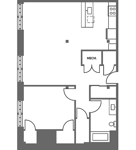 Floor plan One Bedroom One Bath