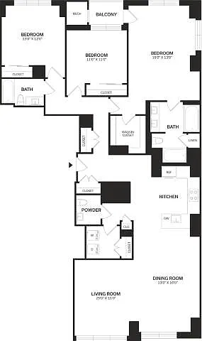 Floor plan 3 Bed/2 Bath PH-C2P
