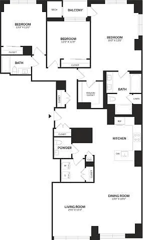 Floor plan 3 Bed/2 Bath PH-C2P