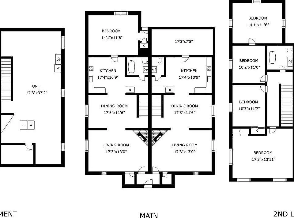 Floor Plan of the Duplex. Unit A is the West side (left side).