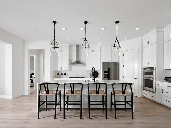 Kitchen with waterfall edge island