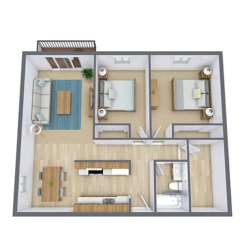 Floor plan Two Bedroom 21A