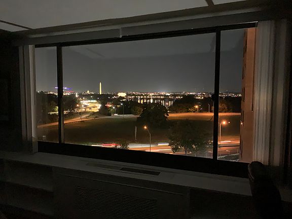 Nightime views of DC from living room