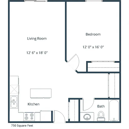 Floor plan One Bedroom 11B