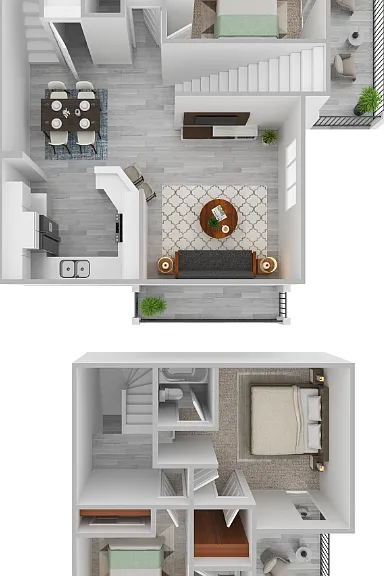 Plan D- 3 bed 2.75 bath Floorplan Diagram